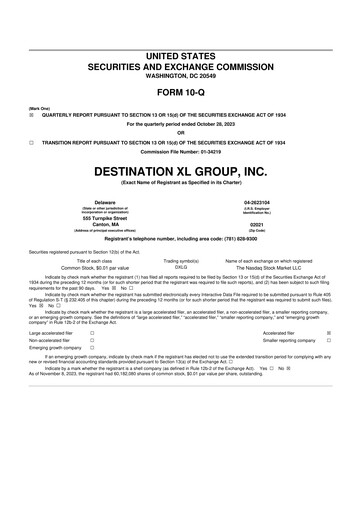 Thumbnail Destination XL 10-Q Quarterly Report FY2023 