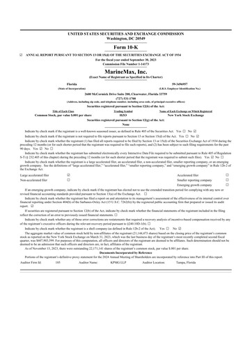 Thumbnail MarineMax 10-K Annual Report 2023