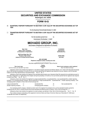 Vorschaubild Movado Group 10-Q Quartalsbericht 2024 