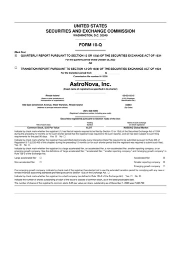 Thumbnail AstroNova, Inc. 10-Q Quarterly Report FY2024 