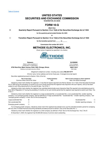 Thumbnail Methode Electronics
 10-Q Quarterly Report FY2024 