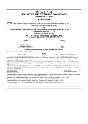 Thumbnail Petco 10-Q Quarterly Report FY2023 