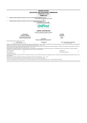 Vorschaubild UniFirst 10-Q Quartalsbericht 2024 