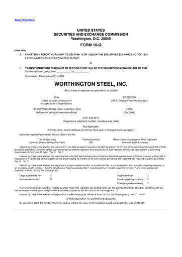 Thumbnail Worthington Steel 10-Q Quarterly Report FY2023 