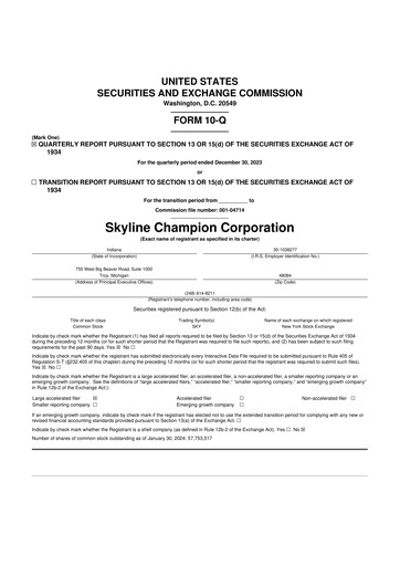 Thumbnail Champion Homes 10-Q Quarterly Report FY2023 