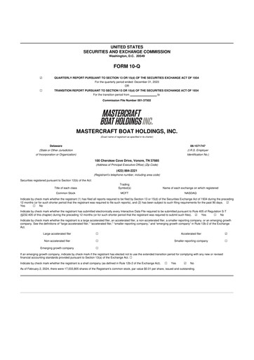 Thumbnail MasterCraft Boat 10-Q Quarterly Report FY2023 