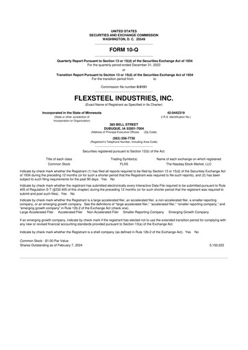 Thumbnail Flexsteel Industries 10-Q Quarterly Report FY 