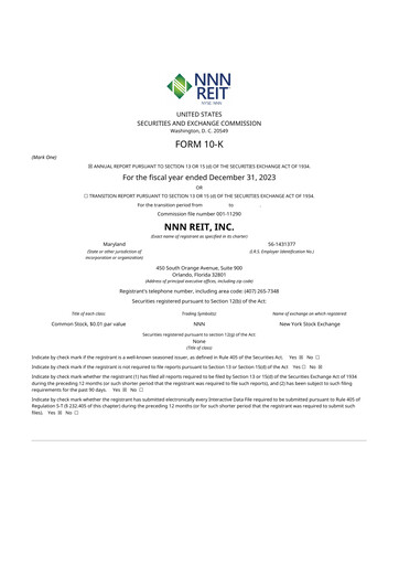 Thumbnail NNN REIT 10-K Annual Report 2023