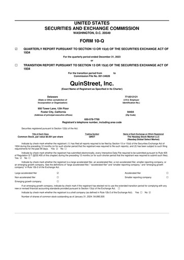Thumbnail QuinStreet
 10-Q Quarterly Report FY 