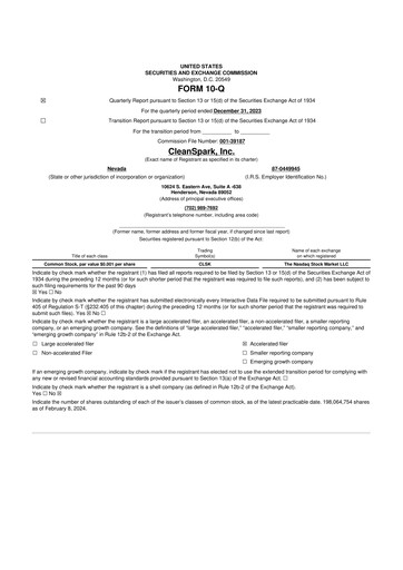 Thumbnail CleanSpark 10-Q Quarterly Report FY2024 