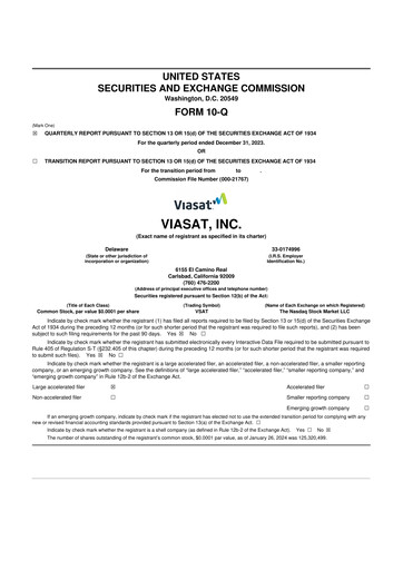 Thumbnail ViaSat 10-Q Quarterly Report FY2024 