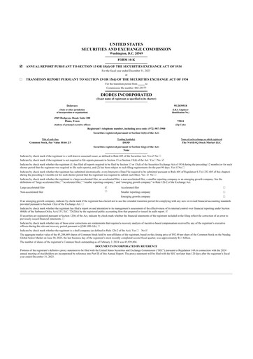 Thumbnail Diodes Incorporated 10-K Annual Report 2023