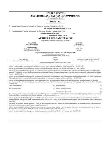 Thumbnail Arthur J. Gallagher & Co.
 10-K Annual Report 2023