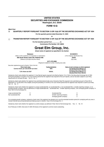 Thumbnail Great Elm Group 10-Q Quarterly Report FY2024 