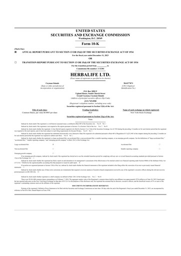 Thumbnail Herbalife 10-K Annual Report 2023