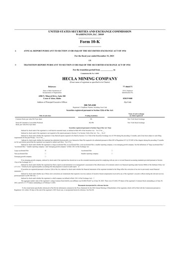Thumbnail Hecla Mining
 10-K Annual Report 2023