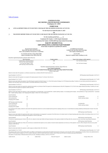 Thumbnail Equity Residential
 10-K Annual Report 