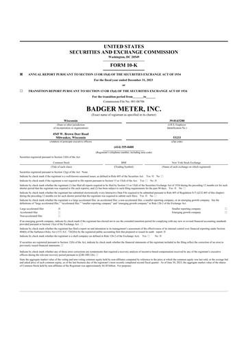Vorschaubild Badger Meter
 10-K Jahresbericht 2023