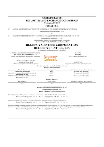 Thumbnail Regency Centers
 10-K Annual Report 2023
