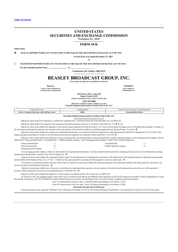 Miniature Beasley Broadcast Group
 10-K Rapport annuel 2023