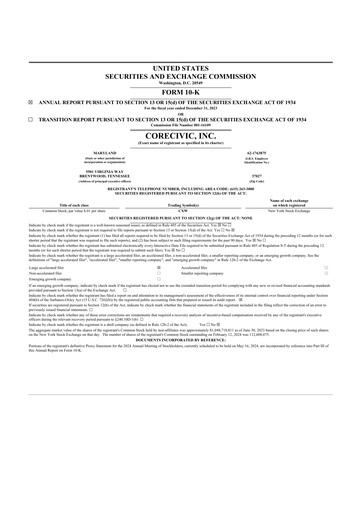 Thumbnail CoreCivic 10-K Annual Report 2023