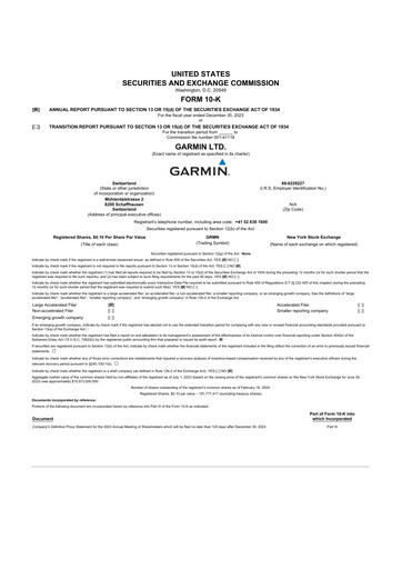 Thumbnail Garmin 10-K Annual Report 2023