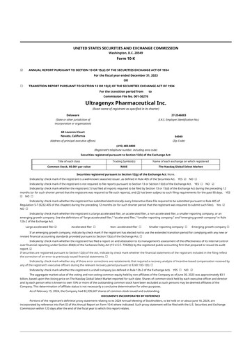 Thumbnail Ultragenyx Pharmaceutical 10-K Annual Report 2023