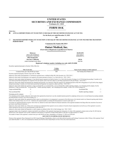 Thumbnail Outset Medical 10-K Annual Report 2023