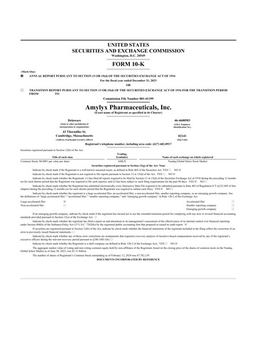 Miniature Amylyx Pharmaceuticals 10-K Rapport annuel 2023
