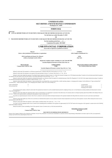 Thumbnail UMB Financial 10-K Annual Report 2023