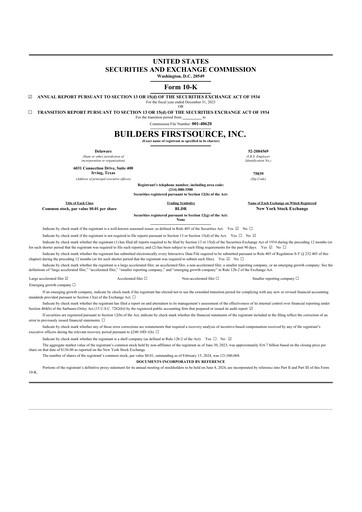 Thumbnail Builders FirstSource
 10-K Annual Report 2023