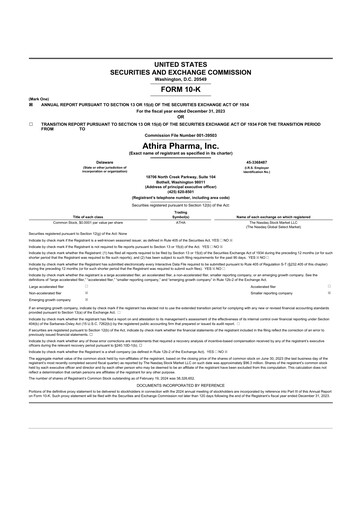 Thumbnail Athira Pharma 10-K Annual Report 2023