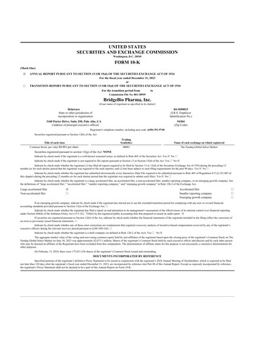 Vorschaubild BridgeBio Pharma
 10-K Jahresbericht 2023