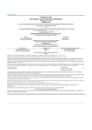 Thumbnail Hanover Insurance Group 10-K Annual Report 2023