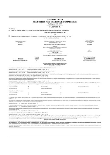 Thumbnail Dominion Energy 10-K Annual Report 