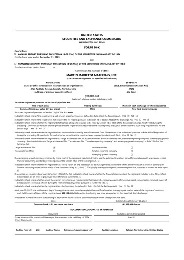 Thumbnail Martin Marietta Materials 10-K Annual Report 2023