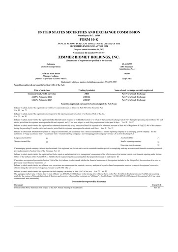 Thumbnail Zimmer Biomet 10-K Annual Report 2023