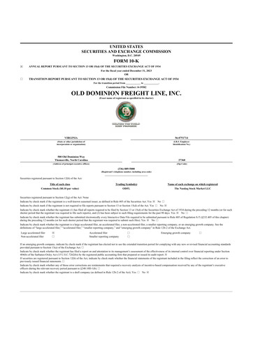 Thumbnail Old Dominion Freight Line
 10-K Annual Report 2023