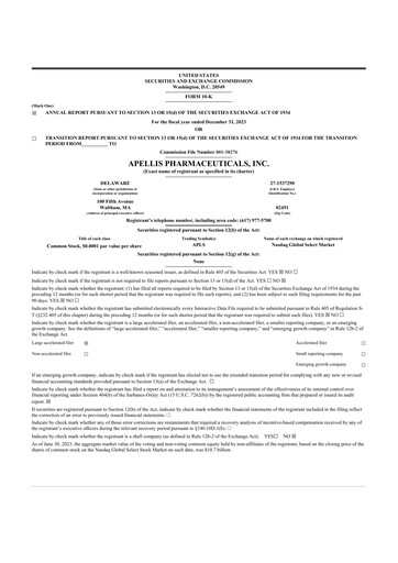 Miniature Apellis Pharmaceuticals 10-K Rapport annuel 2023
