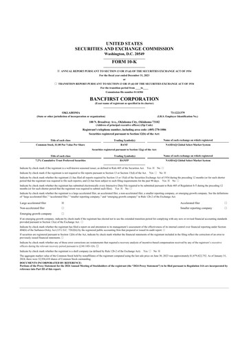 Thumbnail BancFirst 10-K Annual Report 2023