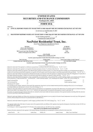Thumbnail NexPoint Residential Trust 10-K Annual Report 2023