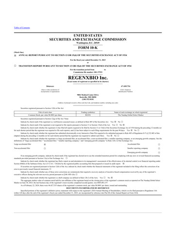 Miniature REGENXBIO 10-K Rapport annuel 2023