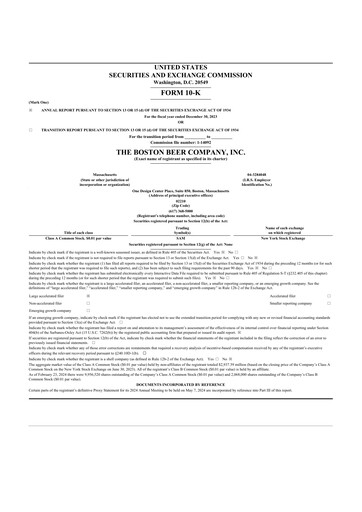 Thumbnail Boston Beer Company 10-K Annual Report 2023