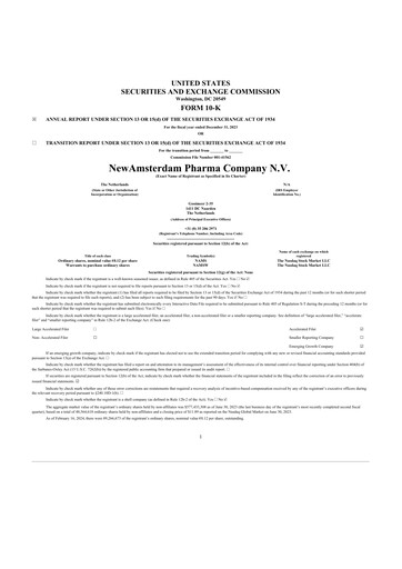 Thumbnail NewAmsterdam Pharma Company 10-K Annual Report 2023