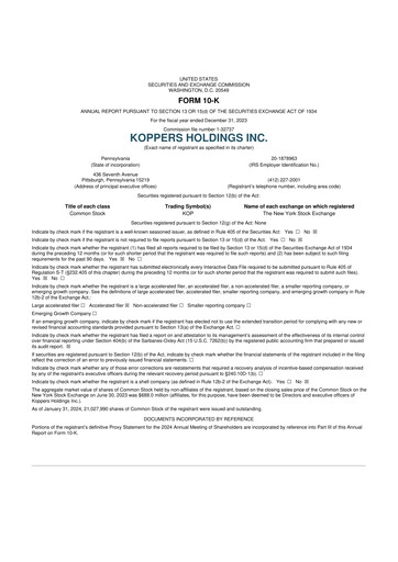 Vorschaubild Koppers Holdings 10-K Jahresbericht 2023