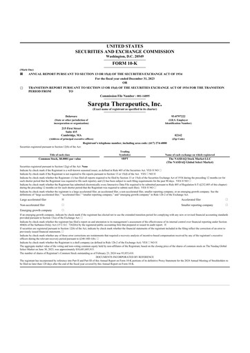 Thumbnail Sarepta Therapeutics
 10-K Annual Report 2023
