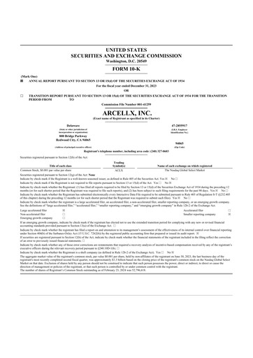 Thumbnail Arcellx 10-K Annual Report 2023