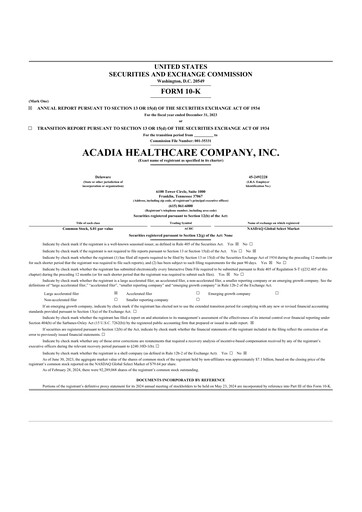 Thumbnail Acadia Healthcare
 10-K Annual Report 2023