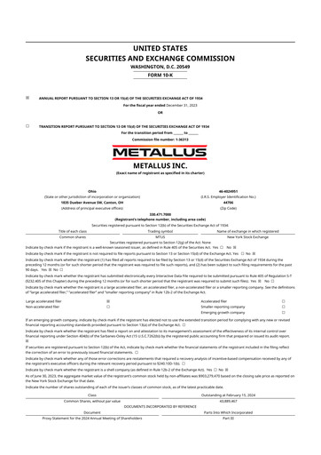 Thumbnail Metallus 10-K Annual Report 2023