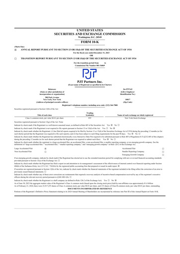 Miniature PJT Partners
 10-K Rapport annuel 2023